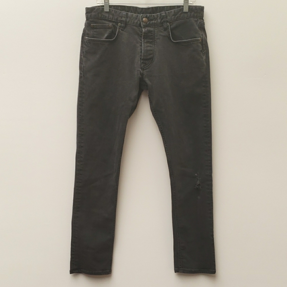 Deus Ex Machina Washed Black Distressed Ripped Knee Jeans Men's Size 31x 30